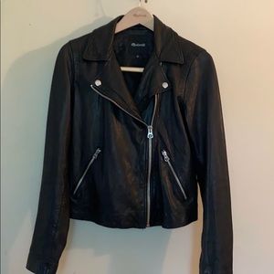 Madewell black washed leather jacket, M